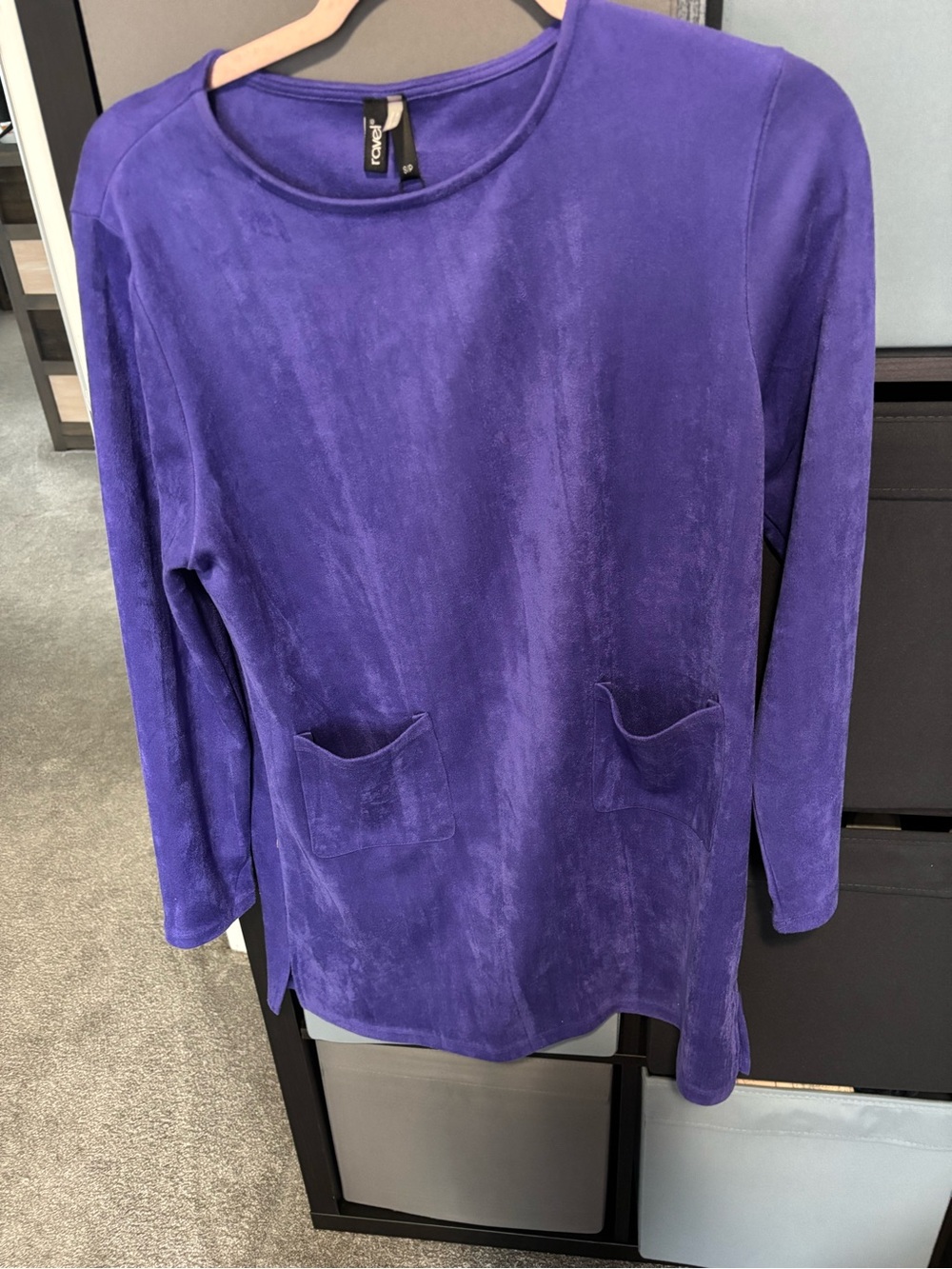 ravel Deep Purple Long Sleeve Tunic with Front Pockets